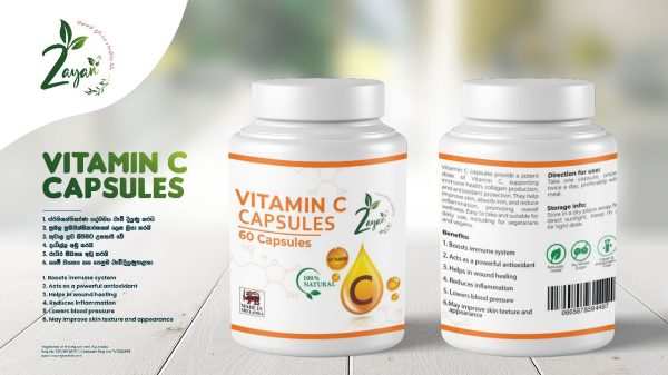 Zayan Ayurveda 100% Handmade & Natural Vitamin C Capsules Bottle - 60 Capsules - Image 2