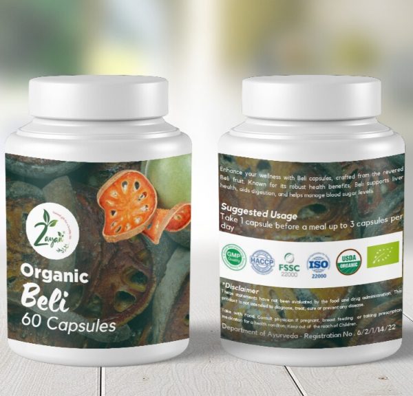 Zayan Ayurveda 100% Handmade & Natural Organic Beli Capsules Bottle - 60 Capsules - Image 2