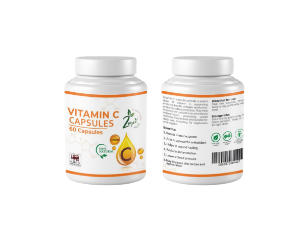 Zayan Ayurveda 100% Handmade & Natural Vitamin C Capsules Bottle - 60 Capsules - Image 3