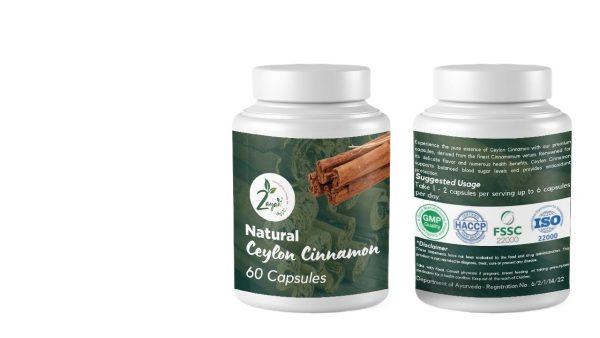 Zayan Ayurveda 100% Handmade & Natural Ceylon Cinnamon - 60 Capsules