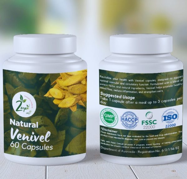 Zayan Ayurveda 100% Handmade & Natural Organic Venivel Capsules Bottle - 60 Capsules