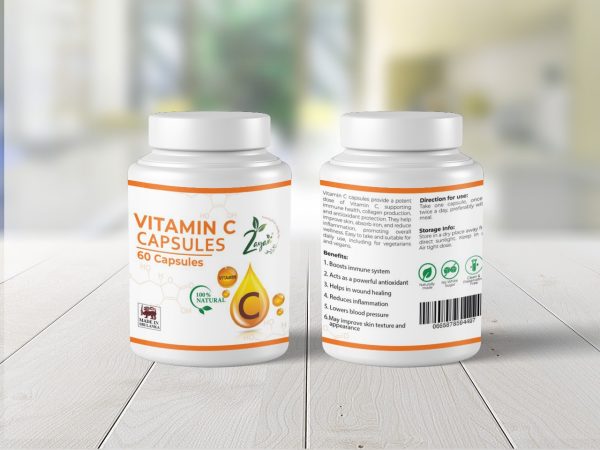 Zayan Ayurveda 100% Handmade & Natural Vitamin C Capsules Bottle - 60 Capsules